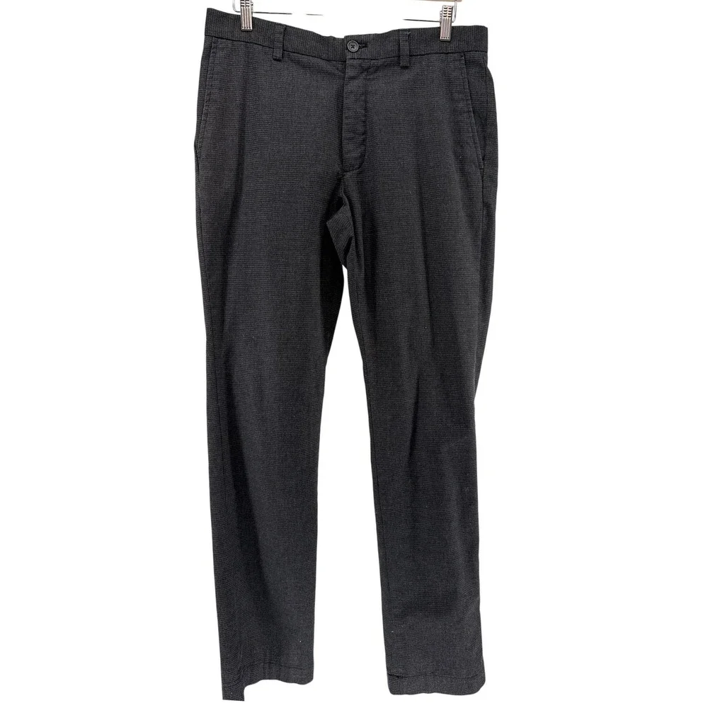 Banana Republic Aiden Fit Mens Chinos 33x34 Dark Gray Micro Check Slim Pants